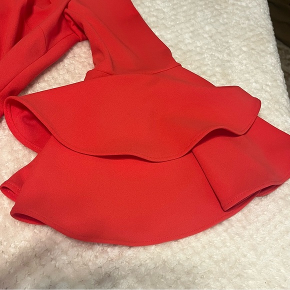 Calvin Klein Bell Sleeve Dress Pink Red Cocktail No Size Tag Fits Medium/Large - Picture 16 of 16